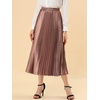 image:imageAllegra K Women Pleated Midi Skirt High Waisted Metallic Party SkirtsCopper