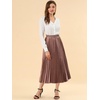 image:imageAllegra K Women Pleated Midi Skirt High Waisted Metallic Party SkirtsCopper