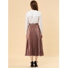 image:imageAllegra K Women Pleated Midi Skirt High Waisted Metallic Party SkirtsCopper