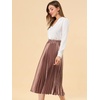 image:imageAllegra K Women Pleated Midi Skirt High Waisted Metallic Party SkirtsCopper