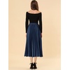 image:imageAllegra K Women Pleated Midi Skirt High Waisted Metallic Party SkirtsDark Blue