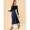image:imageAllegra K Women Pleated Midi Skirt High Waisted Metallic Party SkirtsDark Blue