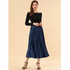 image:imageAllegra K Women Pleated Midi Skirt High Waisted Metallic Party SkirtsDark Blue