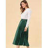 image:imageAllegra K Women Pleated Midi Skirt High Waisted Metallic Party SkirtsDrak Green