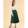 image:imageAllegra K Women Pleated Midi Skirt High Waisted Metallic Party SkirtsDrak Green