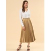 image:imageAllegra K Women Pleated Midi Skirt High Waisted Metallic Party SkirtsGold