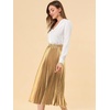 image:imageAllegra K Women Pleated Midi Skirt High Waisted Metallic Party SkirtsGold