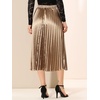 image:imageAllegra K Women Pleated Midi Skirt High Waisted Metallic Party SkirtsGoldbrown