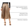 image:imageAllegra K Women Pleated Midi Skirt High Waisted Metallic Party SkirtsGoldbrown