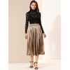 image:imageAllegra K Women Pleated Midi Skirt High Waisted Metallic Party SkirtsGoldbrown