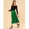 image:imageAllegra K Women Pleated Midi Skirt High Waisted Metallic Party SkirtsGreen