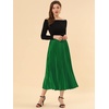 image:imageAllegra K Women Pleated Midi Skirt High Waisted Metallic Party SkirtsGreen