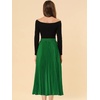 image:imageAllegra K Women Pleated Midi Skirt High Waisted Metallic Party SkirtsGreen