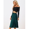 image:imageAllegra K Women Pleated Midi Skirt High Waisted Metallic Party SkirtsGreens