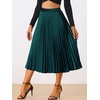 image:imageAllegra K Women Pleated Midi Skirt High Waisted Metallic Party SkirtsGreens