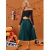 image:imageAllegra K Women Pleated Midi Skirt High Waisted Metallic Party SkirtsGreens
