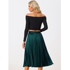 image:imageAllegra K Women Pleated Midi Skirt High Waisted Metallic Party SkirtsGreens