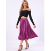 image:imageAllegra K Women Pleated Midi Skirt High Waisted Metallic Party SkirtsMauve
