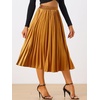 image:imageAllegra K Women Pleated Midi Skirt High Waisted Metallic Party SkirtsOrange