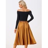 image:imageAllegra K Women Pleated Midi Skirt High Waisted Metallic Party SkirtsOrange