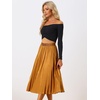 image:imageAllegra K Women Pleated Midi Skirt High Waisted Metallic Party SkirtsOrange