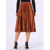 image:imageAllegra K Women Pleated Midi Skirt High Waisted Metallic Party SkirtsOrange Coffee