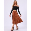 image:imageAllegra K Women Pleated Midi Skirt High Waisted Metallic Party SkirtsOrange Coffee