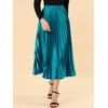 image:imageAllegra K Women Pleated Midi Skirt High Waisted Metallic Party SkirtsPeacock Blue