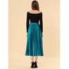 image:imageAllegra K Women Pleated Midi Skirt High Waisted Metallic Party SkirtsPeacock Blue