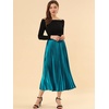 image:imageAllegra K Women Pleated Midi Skirt High Waisted Metallic Party SkirtsPeacock Blue