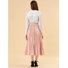 image:imageAllegra K Women Pleated Midi Skirt High Waisted Metallic Party SkirtsPink