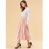 image:imageAllegra K Women Pleated Midi Skirt High Waisted Metallic Party SkirtsPink