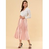 image:imageAllegra K Women Pleated Midi Skirt High Waisted Metallic Party SkirtsPink