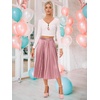 image:imageAllegra K Women Pleated Midi Skirt High Waisted Metallic Party SkirtsPink1