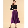 image:imageAllegra K Women Pleated Midi Skirt High Waisted Metallic Party SkirtsPurple