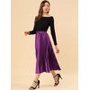 image:imageAllegra K Women Pleated Midi Skirt High Waisted Metallic Party SkirtsPurple