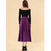 image:imageAllegra K Women Pleated Midi Skirt High Waisted Metallic Party SkirtsPurple