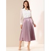 image:imageAllegra K Women Pleated Midi Skirt High Waisted Metallic Party SkirtsRose Purple