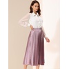 image:imageAllegra K Women Pleated Midi Skirt High Waisted Metallic Party SkirtsRose Purple