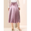 image:imageAllegra K Women Pleated Midi Skirt High Waisted Metallic Party SkirtsRose Purple