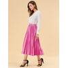 image:imageAllegra K Women Pleated Midi Skirt High Waisted Metallic Party SkirtsRose Red