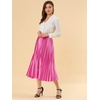 image:imageAllegra K Women Pleated Midi Skirt High Waisted Metallic Party SkirtsRose Red
