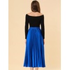 image:imageAllegra K Women Pleated Midi Skirt High Waisted Metallic Party SkirtsRoyal Blue