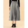 image:imageAllegra K Women Pleated Midi Skirt High Waisted Metallic Party SkirtsSilver Grey