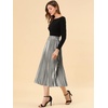 image:imageAllegra K Women Pleated Midi Skirt High Waisted Metallic Party SkirtsSilver Grey