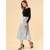 image:imageAllegra K Women Pleated Midi Skirt High Waisted Metallic Party SkirtsSilver Tone