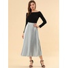 image:imageAllegra K Women Pleated Midi Skirt High Waisted Metallic Party SkirtsSilver Tone