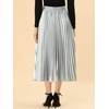 image:imageAllegra K Women Pleated Midi Skirt High Waisted Metallic Party SkirtsSilver Tone
