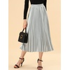 image:imageAllegra K Women Pleated Midi Skirt High Waisted Metallic Party SkirtsSilver Tone