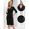 image:imageAllegra K Womens 34 Sleeve Wrap Bodycon Dresses Pencil Mini DressBlack